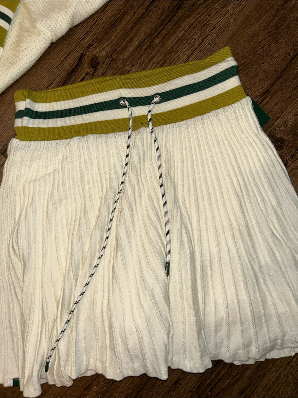 Fore N' Aft White Knit Polo Mini Dress with Olive Trim - Picture 4 of 5